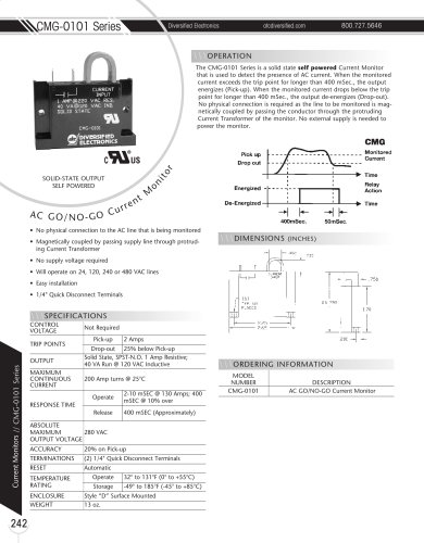 Marsh Bellofram Diversified Electronics Division CMG-0101 Series Solid-State Self-Powered AC Current Monitor