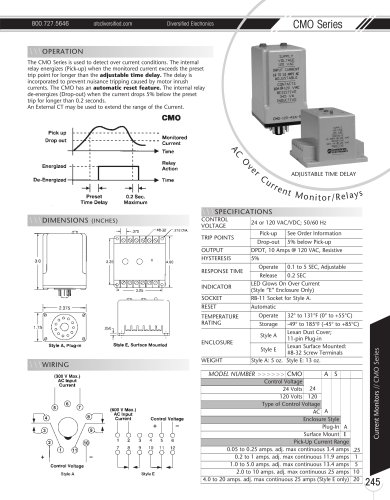 Marsh Bellofram Diversified Electronics Division CMO Series AC Over Current Monitor/Relays