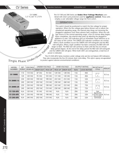 Marsh Bellofram Diversified Electronics Division CV Series Single Phase Over/Under Voltage Monitor