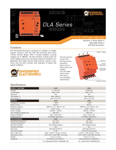 Marsh Bellofram Diversified Electronics Division DLA Series 3-Phase Monitor