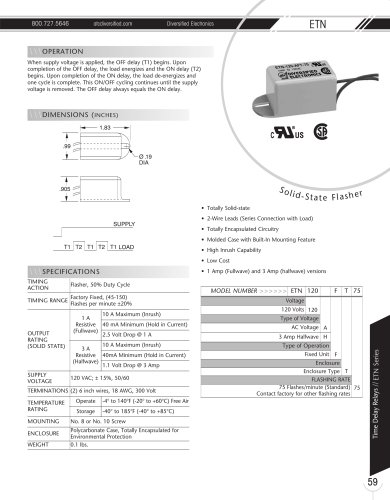 Marsh Bellofram Diversified Electronics Division ETN Series Solid State Flasher