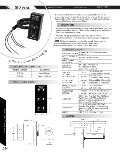 Marsh Bellofram Diversified Electronics Division GFD Series 3-Phase Ground Fault Display