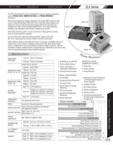 Marsh Bellofram Diversified Electronics Division SLA Series Phase Monitors 