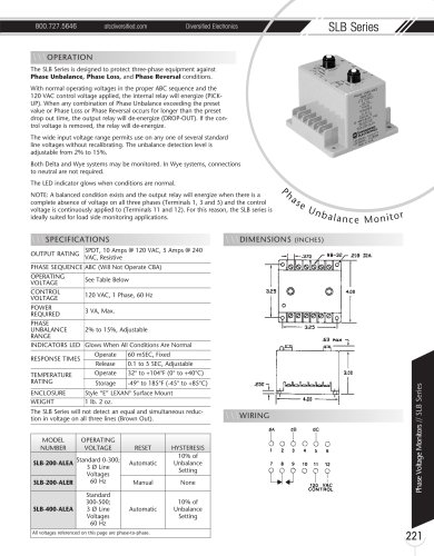 Marsh Bellofram Diversified Electronics Division SLB Series Phase Unbalance Monitor