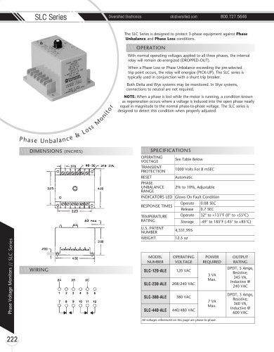 Marsh Bellofram Diversified Electronics Division SLC Series Phase Unbalance & Loss Monitor