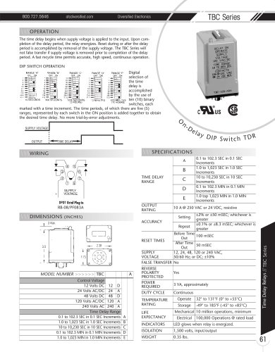 Marsh Bellofram Diversified Electronics Division TBC Series On-Delay DIP Switch TDR