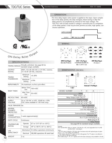 Marsh Bellofram Diversified Electronics Division TDC/TUC Series ON-Delay Relay Output