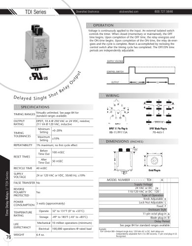 Marsh Bellofram Diversified Electronics Division TDI Series Delayed Single Shot Relay Output