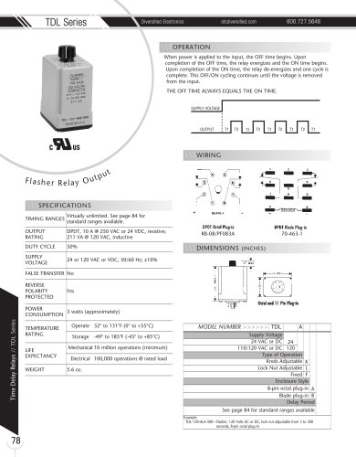 Marsh Bellofram Diversified Electronics Division TDL Series Flasher Relay Output