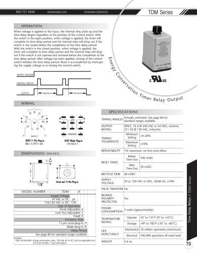 Marsh Bellofram Diversified Electronics Division TDM Series Energy Conservation Timer Relay Output