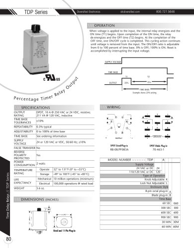 Marsh Bellofram Diversified Electronics Division TDP Series Percentage Timer Relay Output