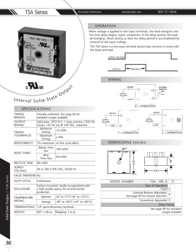 Marsh Bellofram Diversified Electronics Division TSA Series Interval Solid-State Output