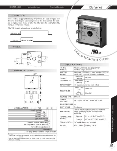 Marsh Bellofram Diversified Electronics Division TSB Series Interval Solid-State Output