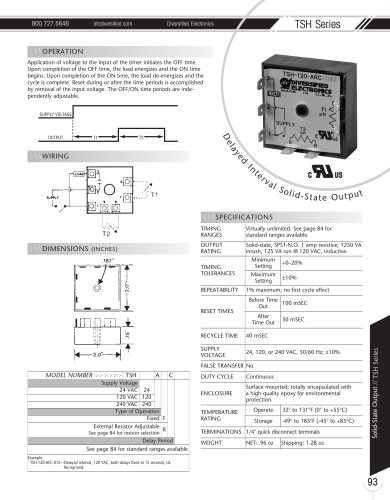 Marsh Bellofram Diversified Electronics Division TSH Series Delayed Interval Solid-State Output