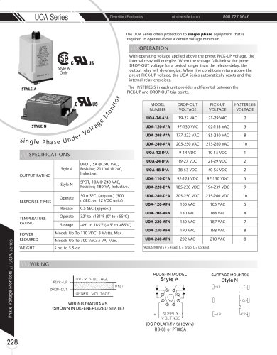 Marsh Bellofram Diversified Electronics Division UOA Series Single Phase Under Voltage Monitor