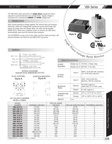 Marsh Bellofram Diversified Electronics Division VBA Series Single Phase Voltage Band Monitor