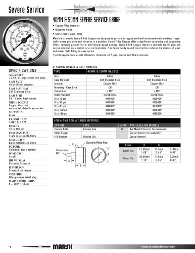 Marsh Bellofram - Marsh Division - 40MM & 50MM Severe Service Gauges