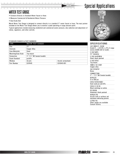 Marsh Bellofram - Marsh Division - Special Application Gauges