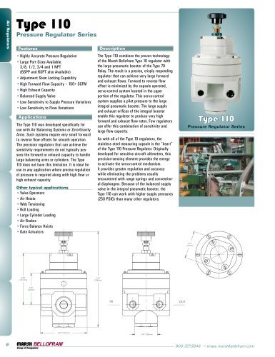 Marsh Bellofram PCD Division Type 110 Air Pressure Regulator Series