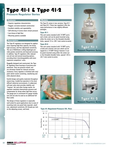 Marsh Bellofram PCD Division Type 41-1 & Type 41-2 Air Pressure Regulator Series 