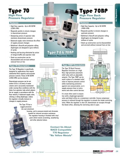 Marsh Bellofram PCD Division Type 70 & 70BP Air Pressure Regulator Series