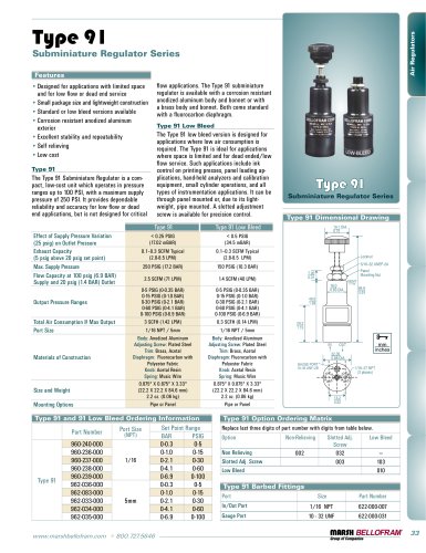 Marsh Bellofram PCD Division Type 91 Subminiature Air Pressure Regulator Series