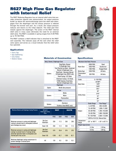 R627 High Flow Gas Regulator with Internal Relief