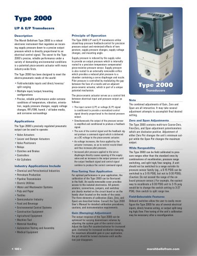 Type 2000 I/P & E/P Pressure Transducers