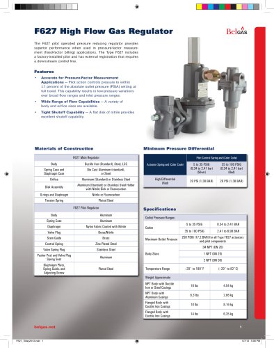 Type F627 High Flow Gas Pressure Regulator