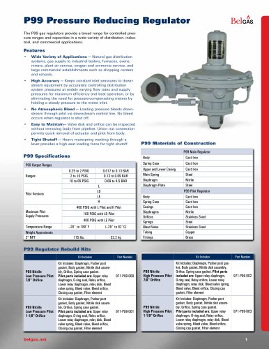 Type P99 Gas Pressure Reducing Regulator