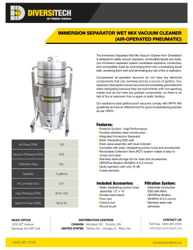 IMMERSION SEPARATOR WET MIX VACUUM CLEANER (AIR-OPERATED PNEUMATIC)