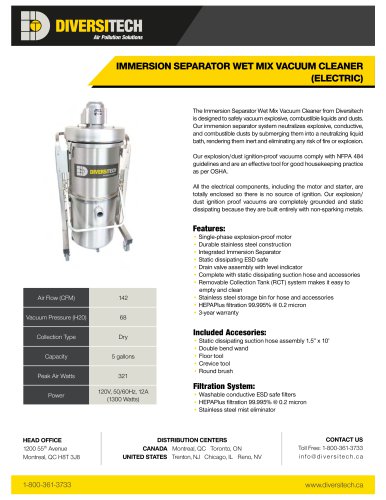 IMMERSION SEPARATOR WET MIX VACUUM CLEANER (ELECTRIC)