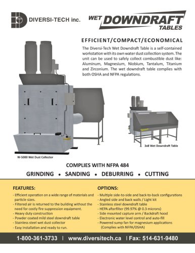 Wet Downdraft Table Brochure