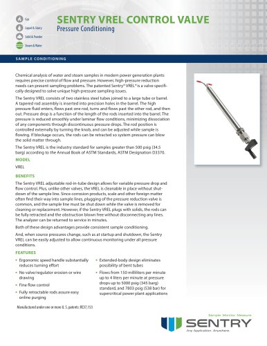 VREL® - High Pressure Sample Flow Control Valve