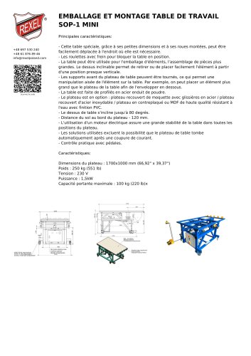 EMBALLAGE ET MONTAGE TABLE DE TRAVAIL