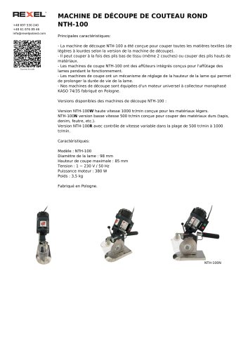 MACHINE DE DÉCOUPE DE COUTEAU ROND NTH-100