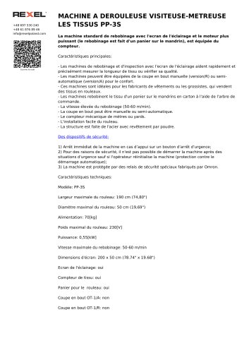 MACHINE A DEROULEUSE VISITEUSE-METREUSE LES TISSUS PP-3S
