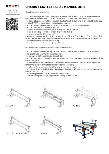 MACHINE MANUELLE DE DÉPOSE DE TISSU, DÉROULEUR MANUEL DE TISSU, ÉTALEUSE MANUELLE UL-3