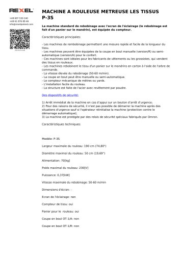 MACHINE A ROULEUSE METREUSE LES TISSUS P-3S