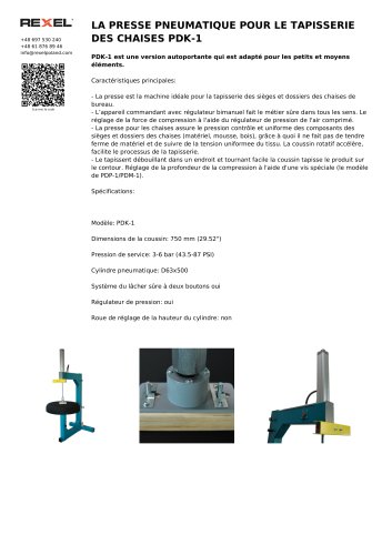 LA PRESSE PNEUMATIQUE POUR LE TAPISSERIE DES CHAISES PDK-1