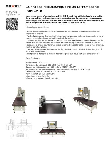 LA PRESSE PNEUMATIQUE POUR LE TAPISSERIE PDM-1M-D