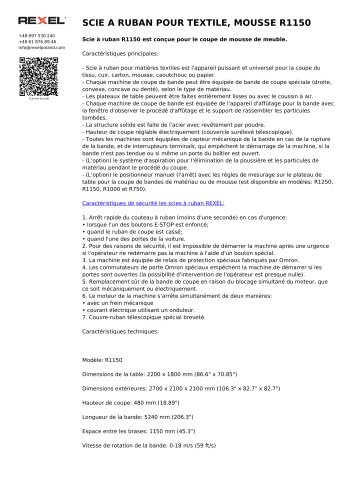 SCIE A RUBAN POUR TEXTILE, MOUSSE R1150