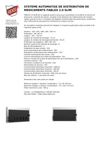 SYSTEME AUTOMATISE DE DISTRIBUTION DE MEDICAMENTS FABLOX 2.0 SLIM