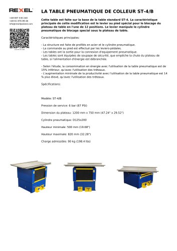 LA TABLE PNEUMATIQUE DE COLLEUR ST-4/B