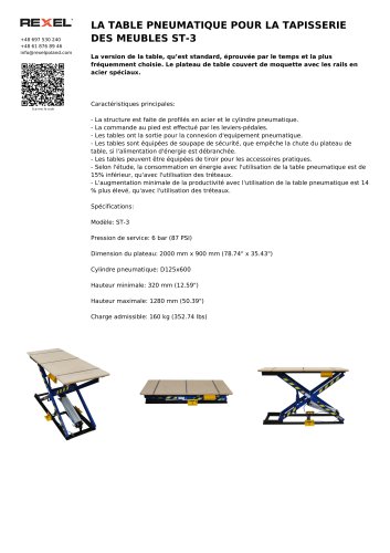 LA TABLE PNEUMATIQUE POUR LA TAPISSERIE DES MEUBLES ST-3