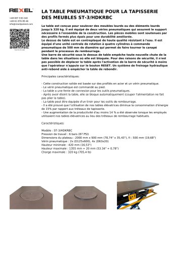 LA TABLE PNEUMATIQUE POUR LA TAPISSERIE DES MEUBLES ST-3 HD KRB C