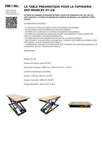 LA TABLE PNEUMATIQUE POUR LA TAPISSERIE DES MEUBLES ST-3/K