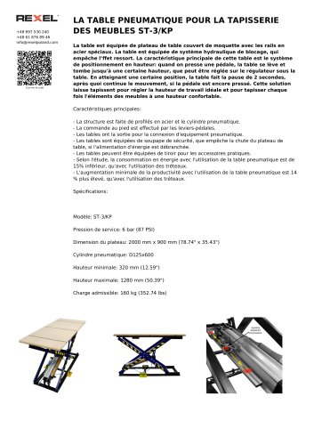 LA TABLE PNEUMATIQUE POUR LA TAPISSERIE DES MEUBLES ST-3/KP
