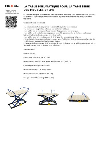 LA TABLE PNEUMATIQUE POUR LA TAPISSERIE DES MEUBLES ST-3/R