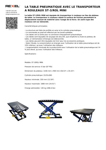 LA TABLE PNEUMATIQUE POUR LA TAPISSERIE DES MEUBLES ST-3 ROL MINI